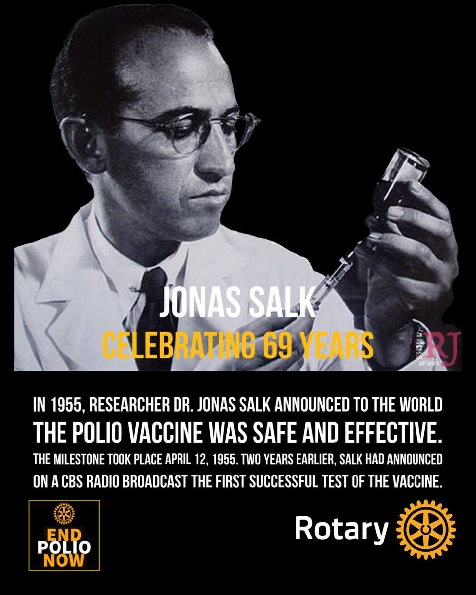 In 1955, Jonas Salk announced to the world that his polio vaccine is safe and effective. We honor Jonas Salk and his vaccine for polio this World Immunization Week.