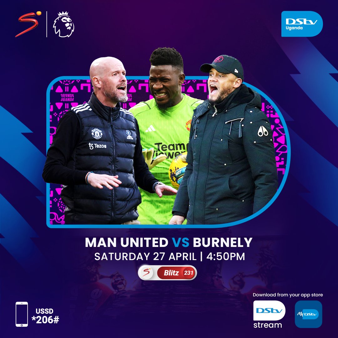 GAME ON! ⚽💥

Tune in to #SSBlitz, CH. 231 to watch Man United Vs Burnley.

#KatiGunyume