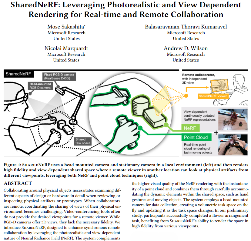 mosesakashita's tweet photo. 🎉Very happy that our #CHI2024 paper, SharedNeRF, received an honorable mention award! 🏆 

Extremely grateful to my amazing collaborators/mentors @bala_tk @nicmarquardt @thundercarrot during my intern @MSFTResearch 😊

Stay tuned for more details on the paper! https://t.co/NQig0XM4Qv