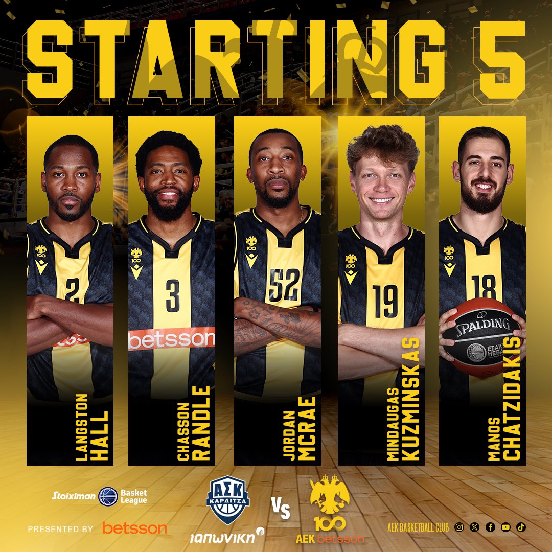 Starting 5️⃣

#aekbetssonbc #season2023_2024 #stoiximanbasketleague #askaek