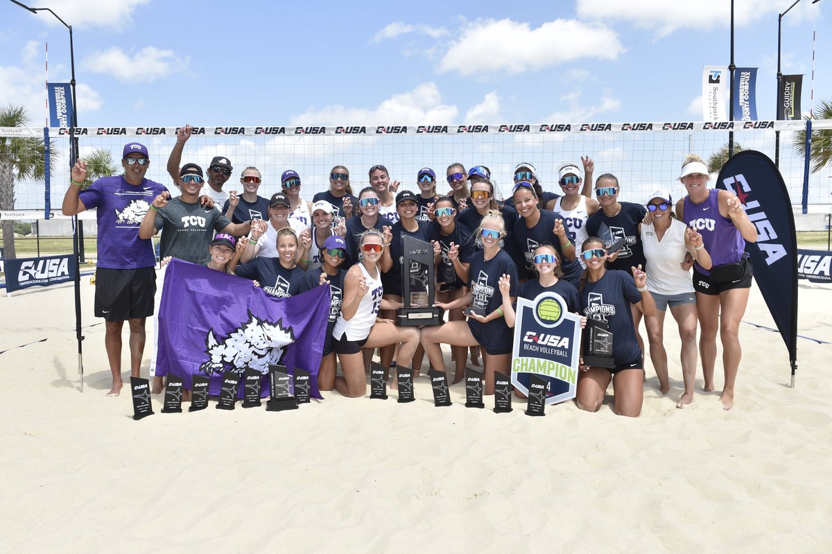🌴🏐🏆 Your 2024 CUSA Beach Volleyball Champions 🏆🏐🌴 @TCUBeachVB | #NoLimitsOnUs