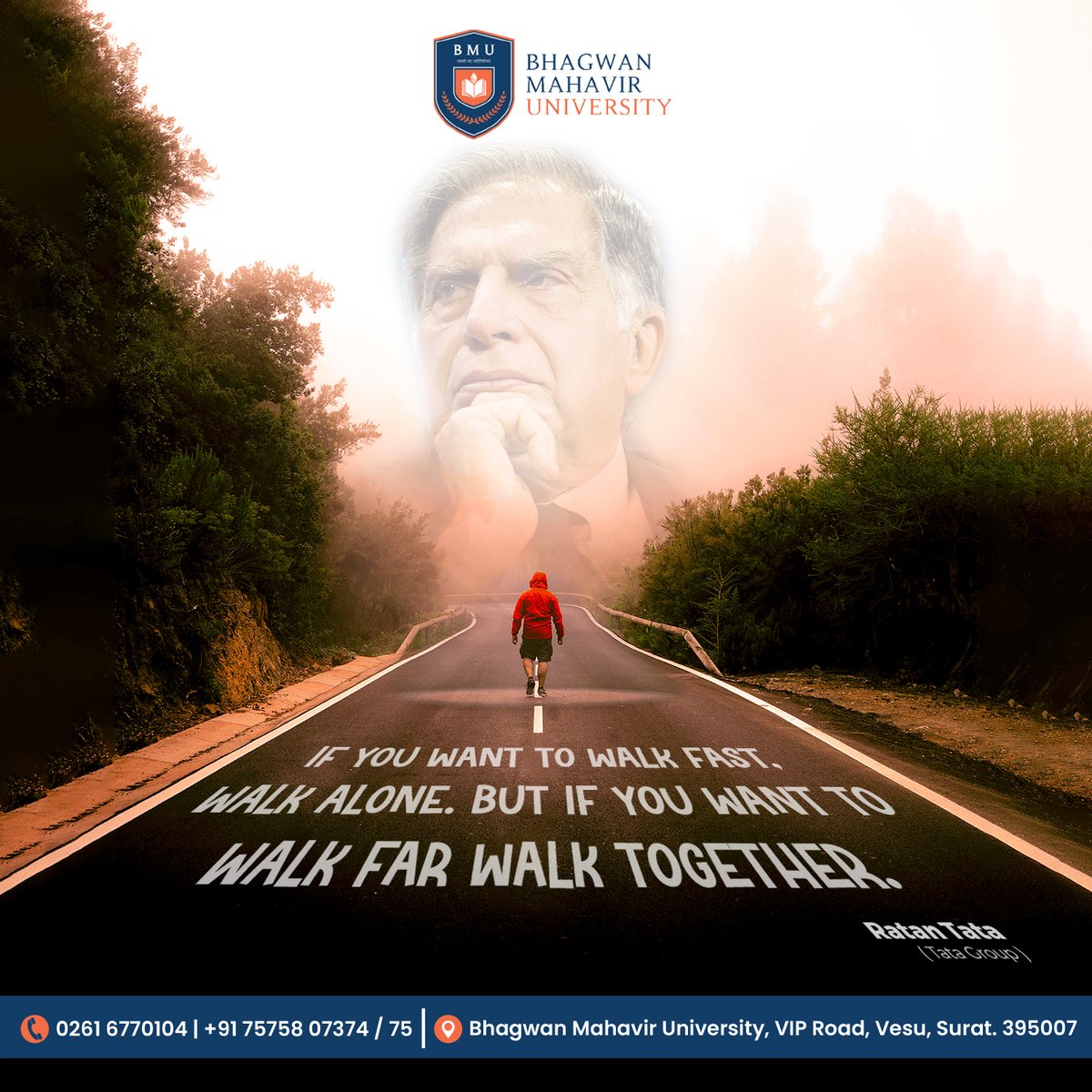 Inspired by Ratan Tata's vision: Progress isn't just about speed, it's about the journey together towards a brighter future.

#walktogether #teamworkwins #TogetherWeAchieve #RatanTataQuote #ratantata #InspirationForSuccess