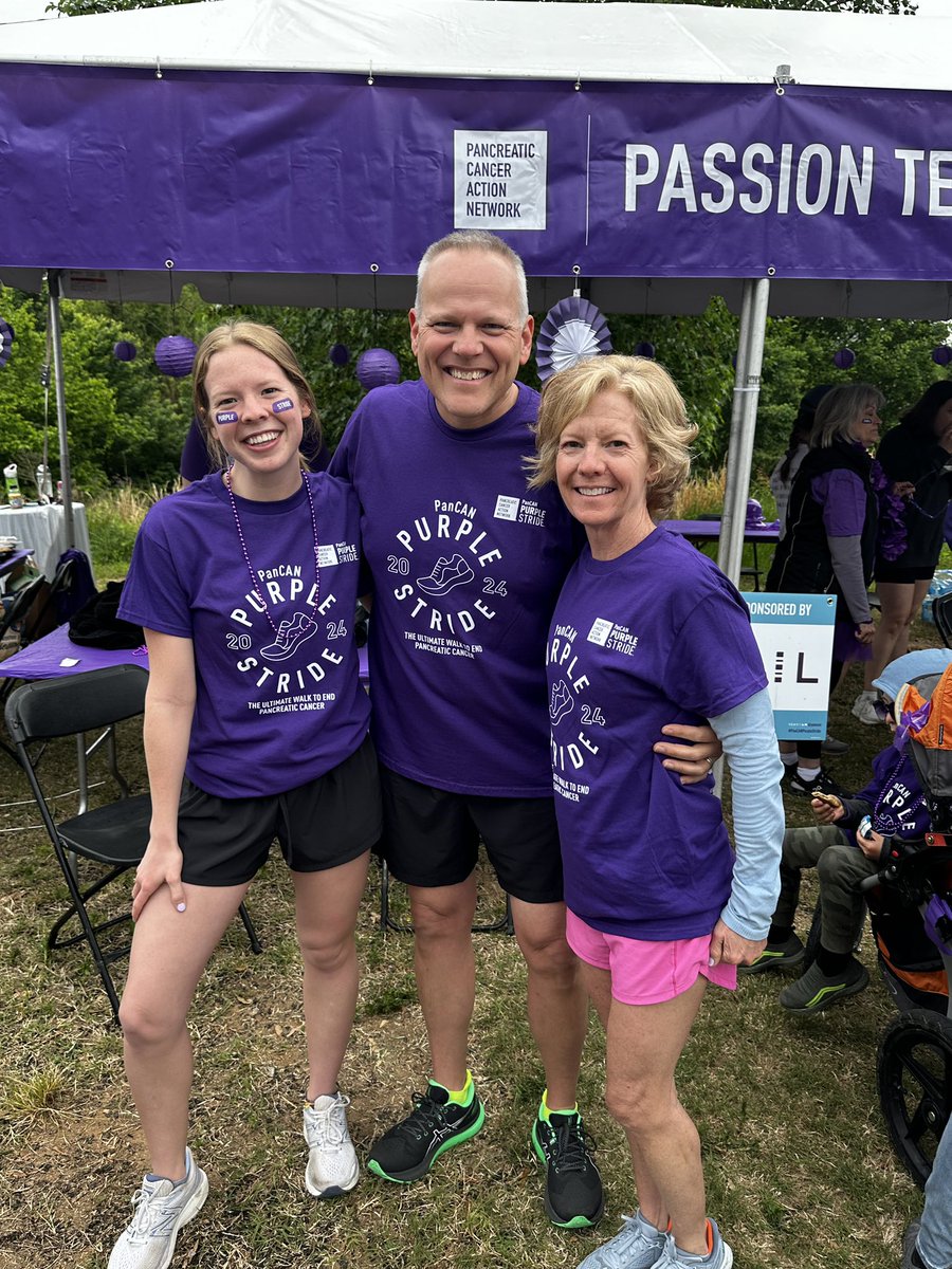Had so much fun bringing my family to purple stride this year. Such an honor to be part of the Running RAScals team and to see the work being done to advocate for patients. Here’s to finding better  therapies for future pancreatic cancer patients! #PanCANPurpleStride