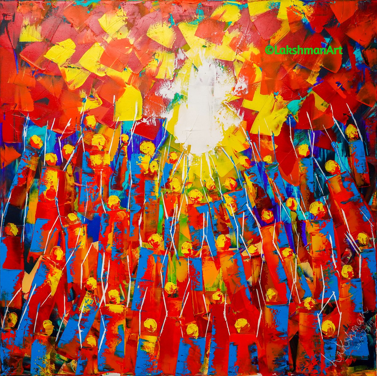 Ascension, 2019.  My reflection on the Easter 2019 bombings in Sri Lanka. Palette knife, acrylic on canvas.🎨Lakshmanart.com #acrylicpainting #art #SriLanka #Linlithgow #Scotland #landscapepainting #landscapeart #arte #scottishartist youtube.com/@LakshmanArt-m…