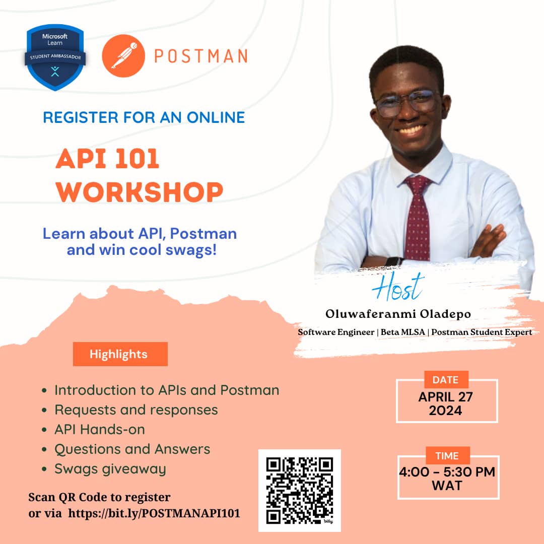 API 101 Workshop: Beginner-Friendly Workshop.

Date: Saturday, April 27th, 2024
Time: 4:00 PM - 5:30 PM

TODAY!!

No prior experience needed!

Register now: 
forms.gle/FyEZYmJzFjX9sk…

Don't miss out on this chance to unlock valuable tech skills and join a supportive community.