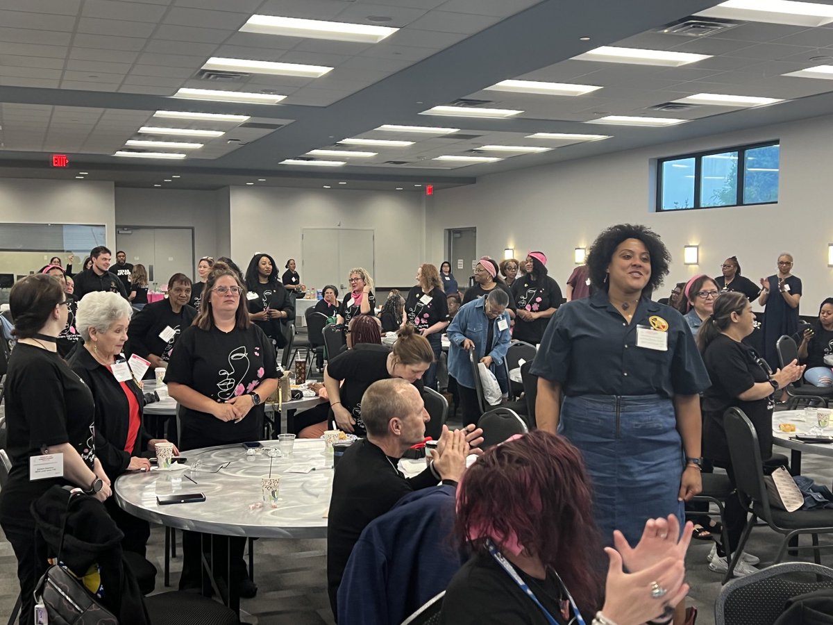 TexasAFLCIO's tweet image. Record attendance at ⁦@TexasAFLCIO⁩ Women’s Summit is stoked by new attendees, seen standing in these photos. #LaborMOVEment #1u