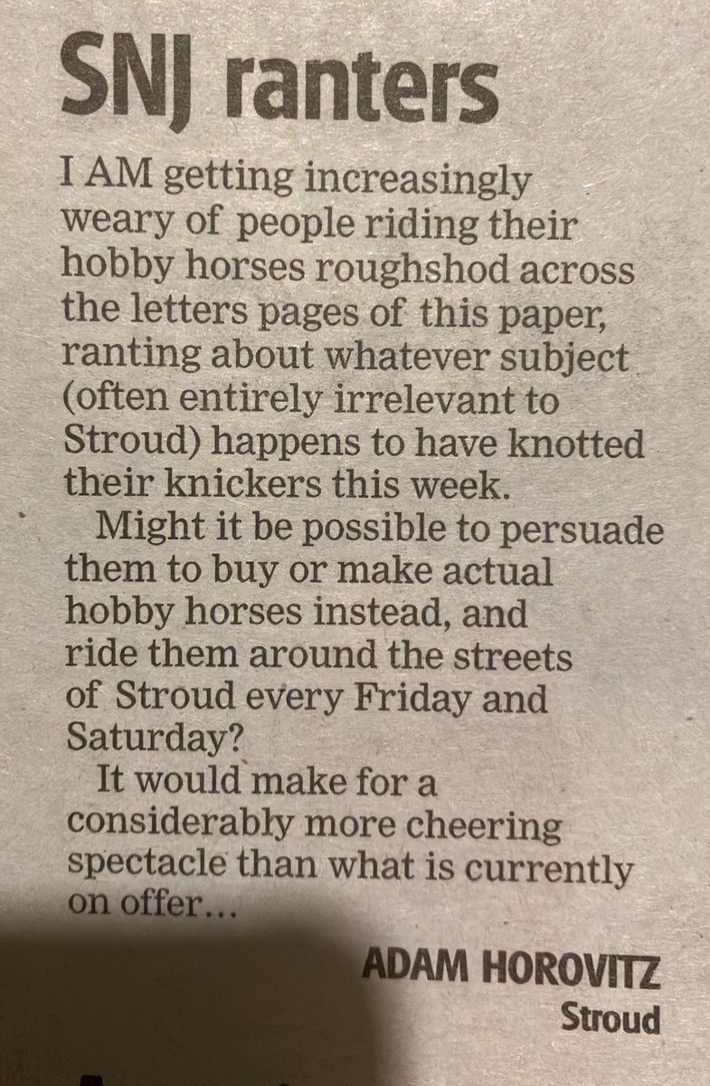 Letter to the local paper.