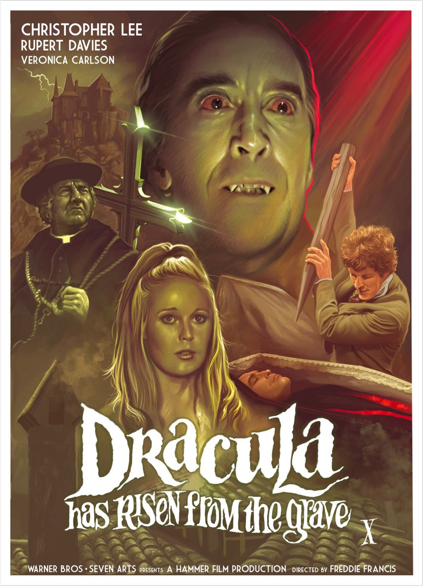 Poster for Dracula has Risen from the Grave, painted (digitally) 2021. #HammerHorror #ChristopherLee @HammerGothic