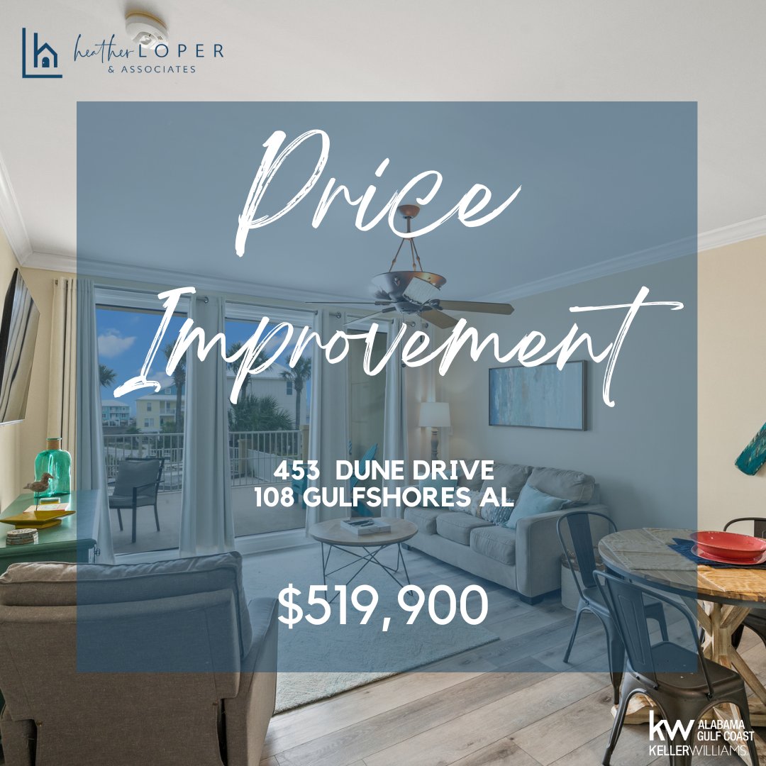 Just dropped: a sweet deal at 453 Dune Drive in Gulf Shores! 🏡 Price improved to $519,900. Reach out to Heather Loper & Associates today!  

Get more details here: bit.ly/theindies108  #GulfShores #PriceImprovement #heatherloperandassociates #kellerwilliamsalabamagulfcoast