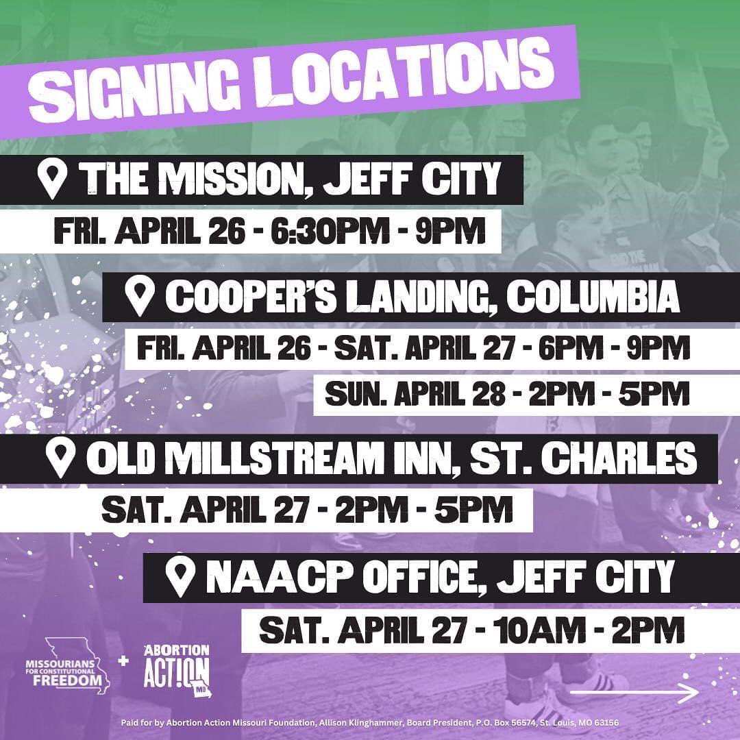 Mann4Congress's tweet photo. Last chance to sign the petition to restore abortion access in Missouri. I’ll be out & about all day, collecting signatures and supporting #AbortionActionMO with the Jefferson City Missouri NAACP & St Charles County Missouri Democrats.
#EndTheBanMO #MannAtWork #AbortionActionMO https://t.co/SoXjnz6tDg