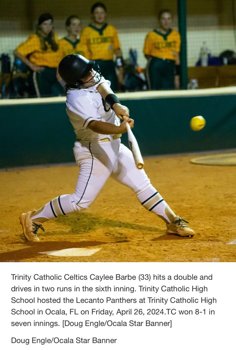 Thank you Star Banner for capturing our senior night and this picture of me 💚💛 Districts start Tuesday !!! @OcalaPreps @TCSoftball2024 @09Unity @ExtraInningSB