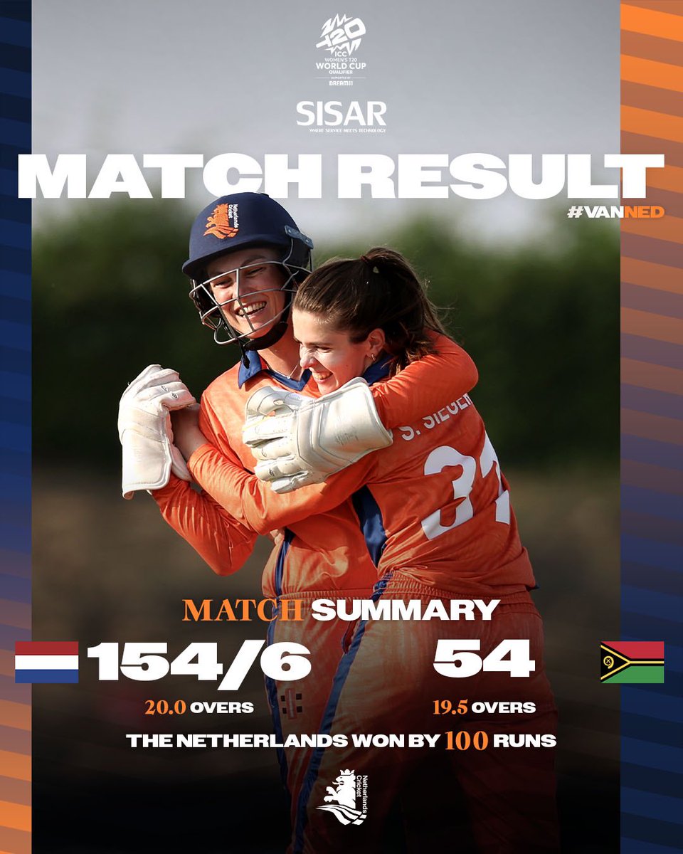 𝗚𝗿𝗲𝗮𝘁 𝗩𝗶𝗰𝘁𝗼𝗿𝘆! Against Vanuatu 🇻🇺 A good start to our qualifying tournament for the #t20worldcup 🙌 #kncbcricket #kncbwomen #sisar #hcl #icc #t20wcq