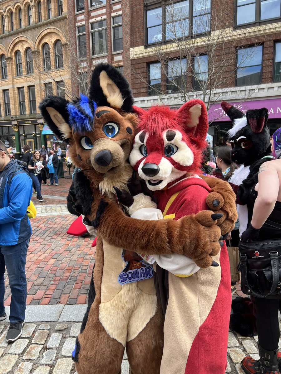 Hey everyone! Sorry for the late post but hope you’ll still take this as #FursuitFriday! Here’s me and <a href="/JFETspeaks/">JFET</a> at FCL24 he’s such an awesome bean! And what an amazing time FCL was! Hope everyone had a great Friday! #FursuitEveryday 
🪡 <a href="/WildDogWorks/">WildDogWorks.com on 🦋</a>
