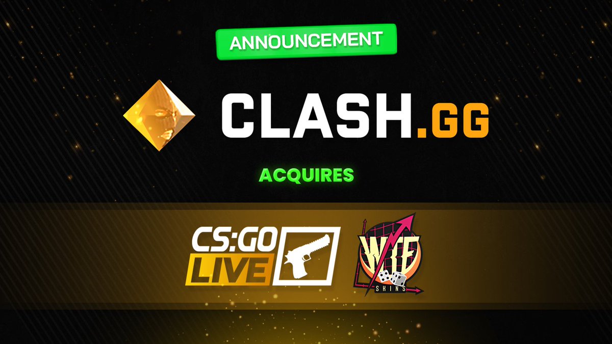 🎉We're excited to announce that we've acquired CSGOLIVE and WTFSKINS. Wishing all the new players warm welcome to Clash! 🍾 All the balances will be transfered shortly.🫡