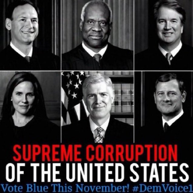 #wtpBLUE #wtpGOTV24 #DemVoice1 #ONEV1 The future of this country is in the hands of the Supreme Court. Unfortunately SCOTUS is compromised by the Republicans. 6 of the 9 judges are Conservatives with 3 hand picked by Trump for their allegiance to him and