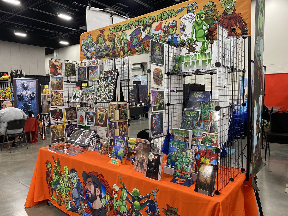 All set up and ready to go at Central Texas Comic Con 🤩
doodiesworld.com
#artist #comiccon #waco #texas #artistalley #indiecomics #booktour #published #booksigning #art #illustrator #kidsbooks #cartoon #myartwork #anime #manga #vlog