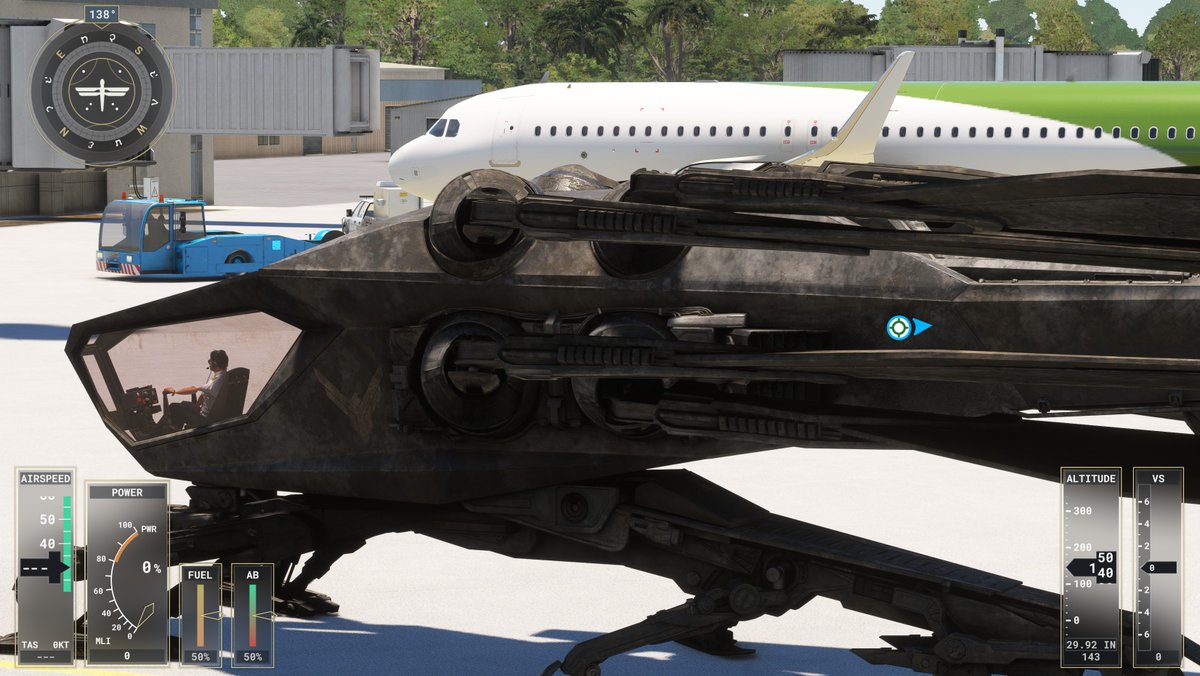 FS2020のDUNEのトンボ、架空の乗り物なので空港にあるとシュール