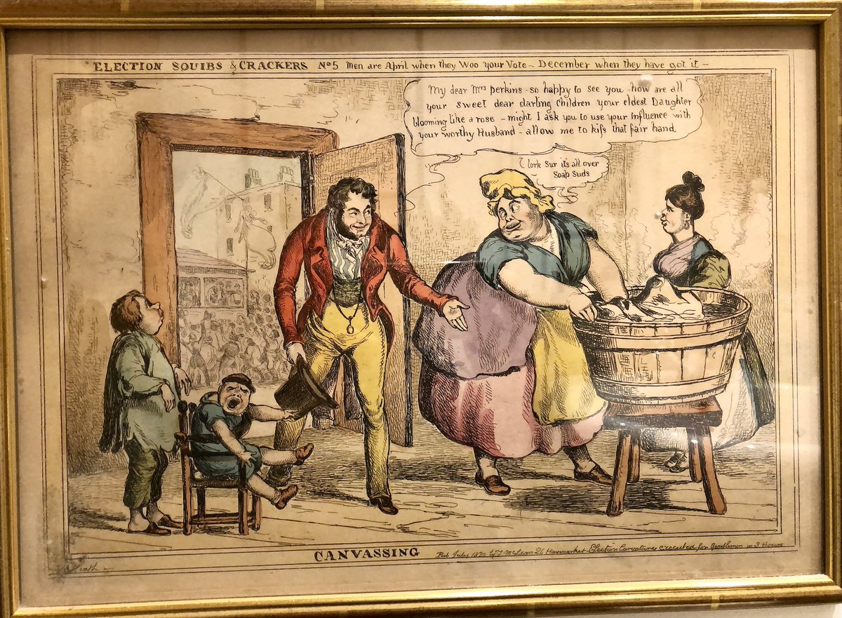 It's an election year for many and for some, next week. So beware canvassers - CANVASSING: 'Election Squibs & Crackers No. 5 - Men are April when they Woo your Vote - December when they have got it.' 1830. Artists: Heath and McLean. Private collection.