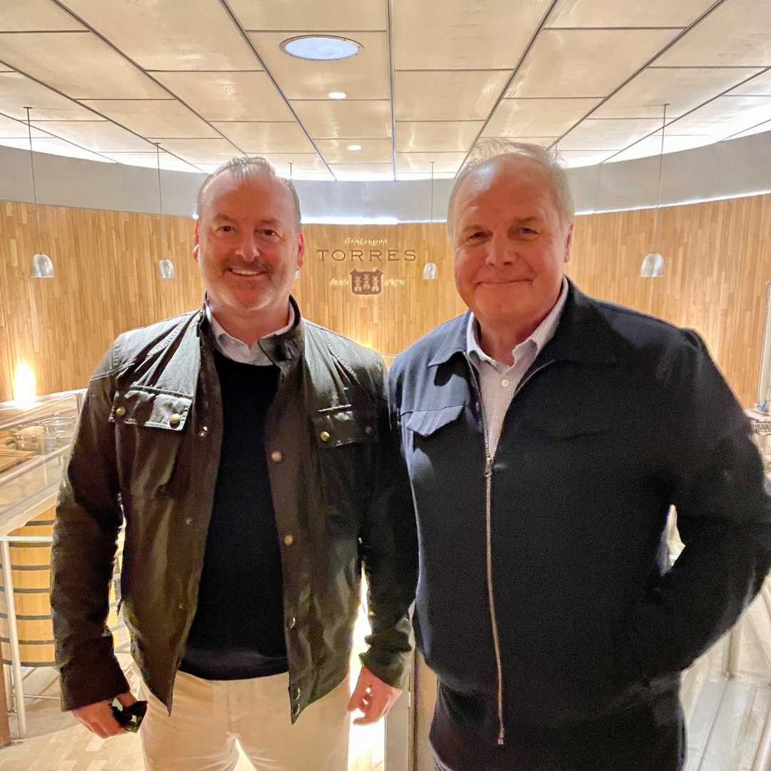 We found this gem and had to share it again. Nigel and Greg visited the Familia Torres winery, which celebrates five generations of family-run wine production. It was a great trip! #FineWines #SpanishWine #Torres #FamiliaTorres #InnovativeWine #WineProduction #FineWinesDirectUK