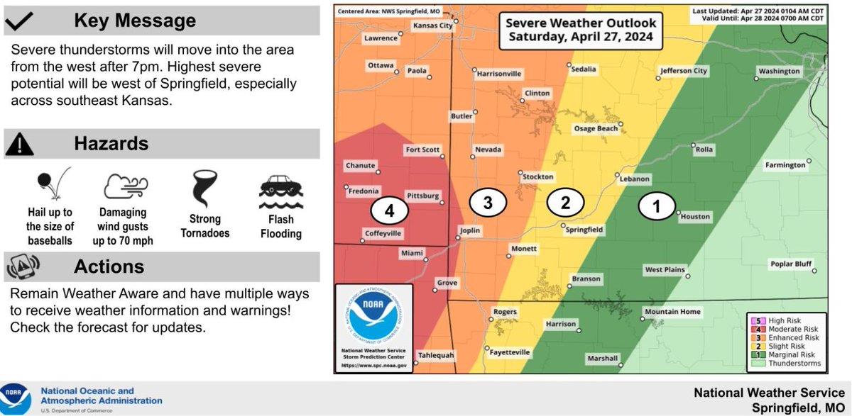 ⚠️THERE IS A STRONG POTENTIAL FOR ALL FORMS OF SEVERE WEATHER THIS WEEKEND. FOLLOW YOUR FORECAST AND HAVE A SEVERAL WAYS OF RECEIVING ALERTS. 
 Storms are possible moving west to east this afternoon but the most dangerous time will be tonight and overnight.
 KNOW WHERE TO SHELTER