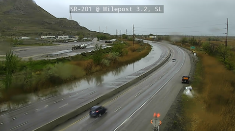 This morning, a heavy rain shower has left a portion of SR 201 between I-80 Jct and 9100 S. closed due to standing water. Any additional heavier showers can lead to localized flooding like this for the remainder of the morning hours. #UTwx