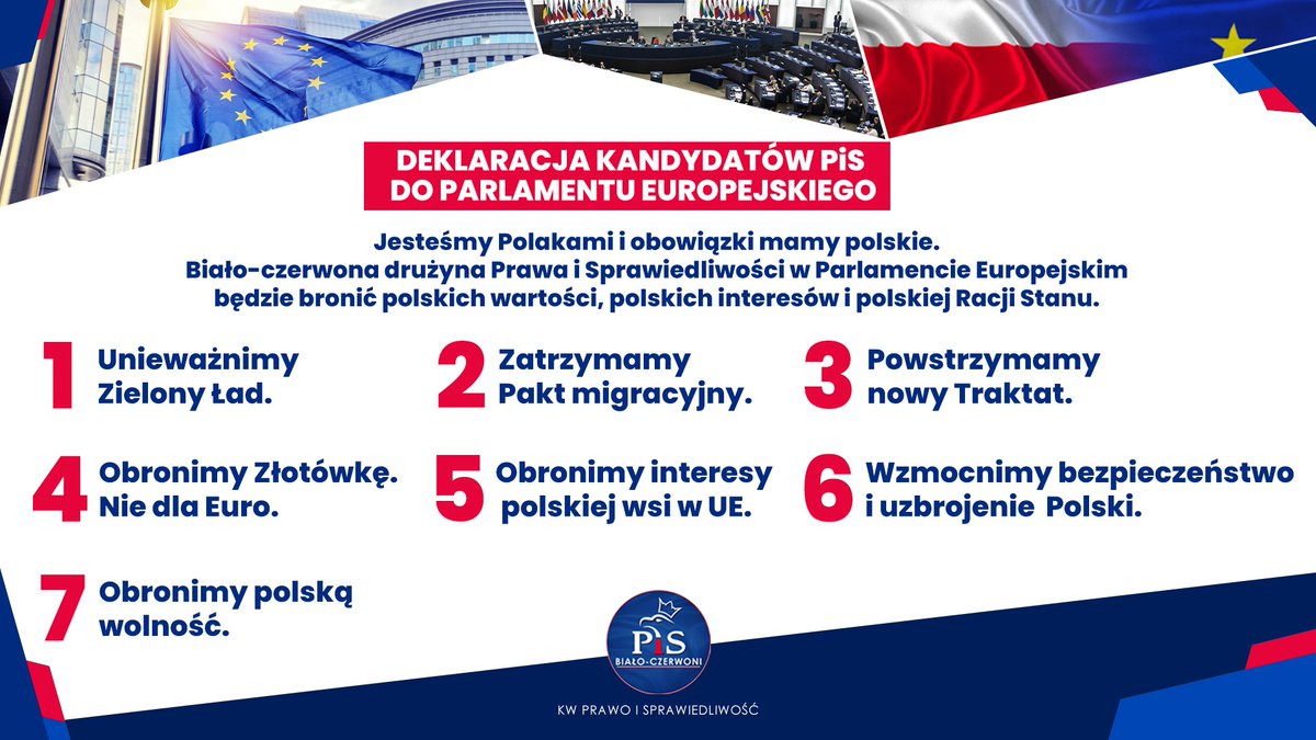 🇵🇱 Jesteśmy Polakami i obowiązki mamy polskie. #BIałoCzerwona drużyna Prawa i Sprawiedliwości w Parlamencie Europejskim będzie bronić polskich wartości, polskich interesów i polskiej Racji Stanu!