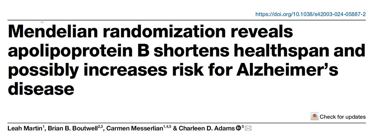 Drlipid's tweet photo. Here is another paper that will rattle the bones of the apoB (and hence LDL and cholesterol) deniers. Authors conclude the MR screen identified APOB & lipoproteins containing APOB as CAUSAL DETERMINANTS of healthspan, a finding that is concordant with recent observations regarding APOB and lifespan. The findings for APOB & LDL in relation to healthspan replicated using the UKBB genetic instruments and remained robust when subjected to a battery of sensitivity analyses. Open access at    https://t.co/rNwgyyHJQM   @nationallipid @society_eas @MohammedAlo @theproof