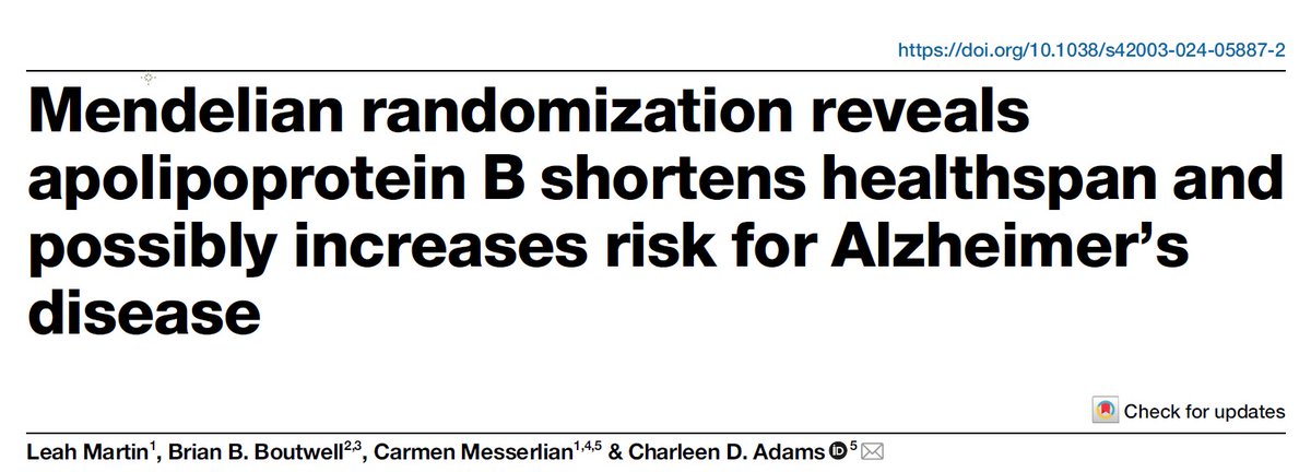 Here is another paper that will rattle the bones of the apoB (and hence LDL and cholesterol) deniers. Authors conclude the MR screen identified APOB & lipoproteins containing APOB as CAUSAL DETERMINANTS of healthspan, a finding that is concordant with recent observations…