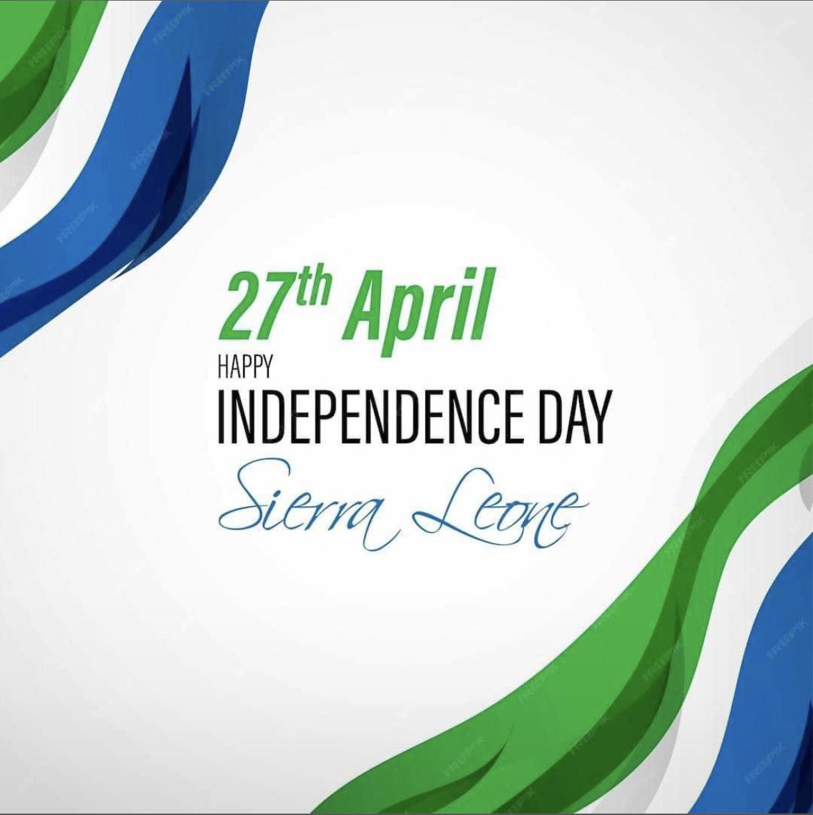 Happy #IndependenceDay to my beautiful country #SierraLeone🇸🇱. 
High we exalt thee, realm of the free; Great is the love we have for thee; Firmly united ever we stand,
Singing thy praise, O native land.
We raise up our hearts and our voices on high, The hills and the valleys