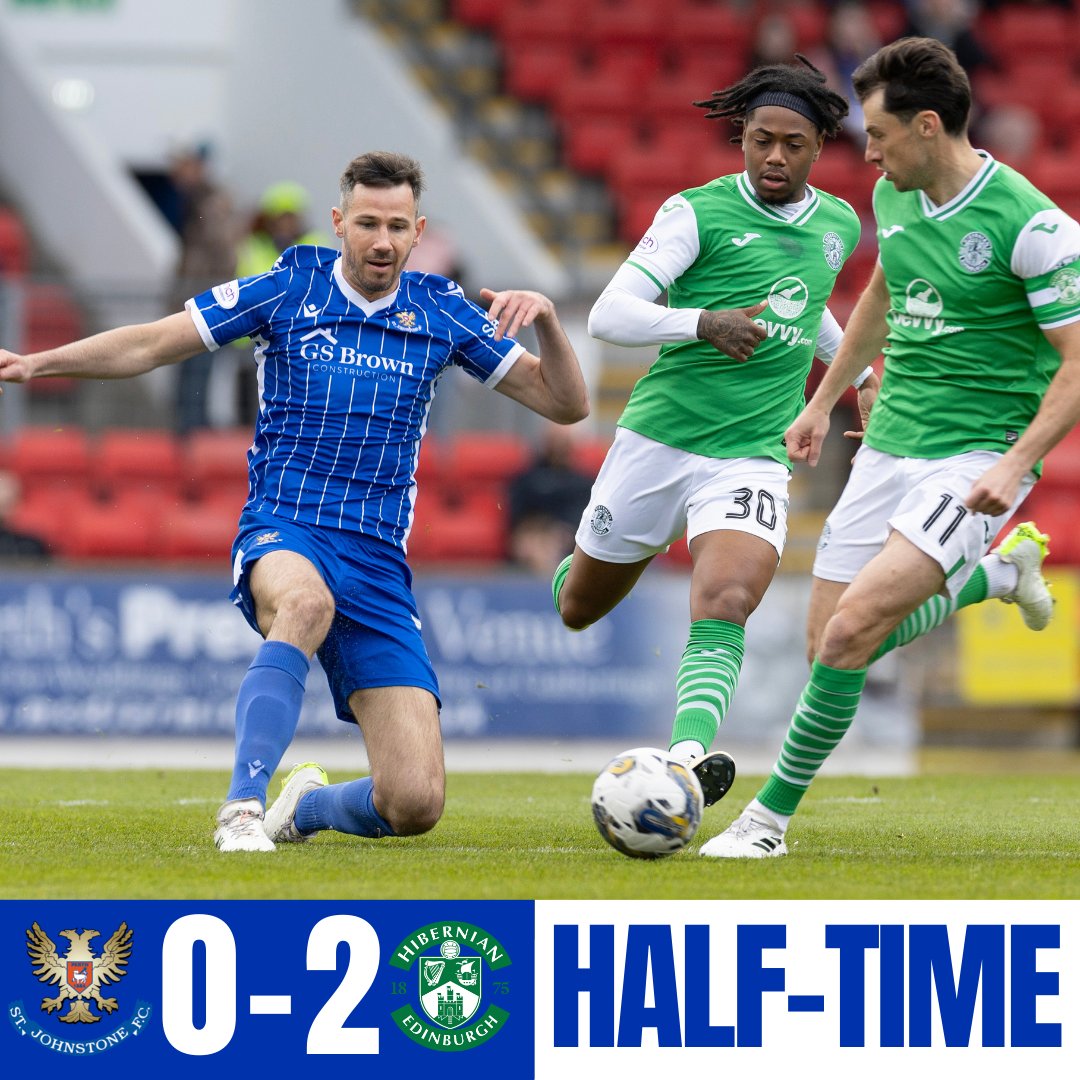 Hibs lead at the break. #SJFCLive | #cinchPremiership