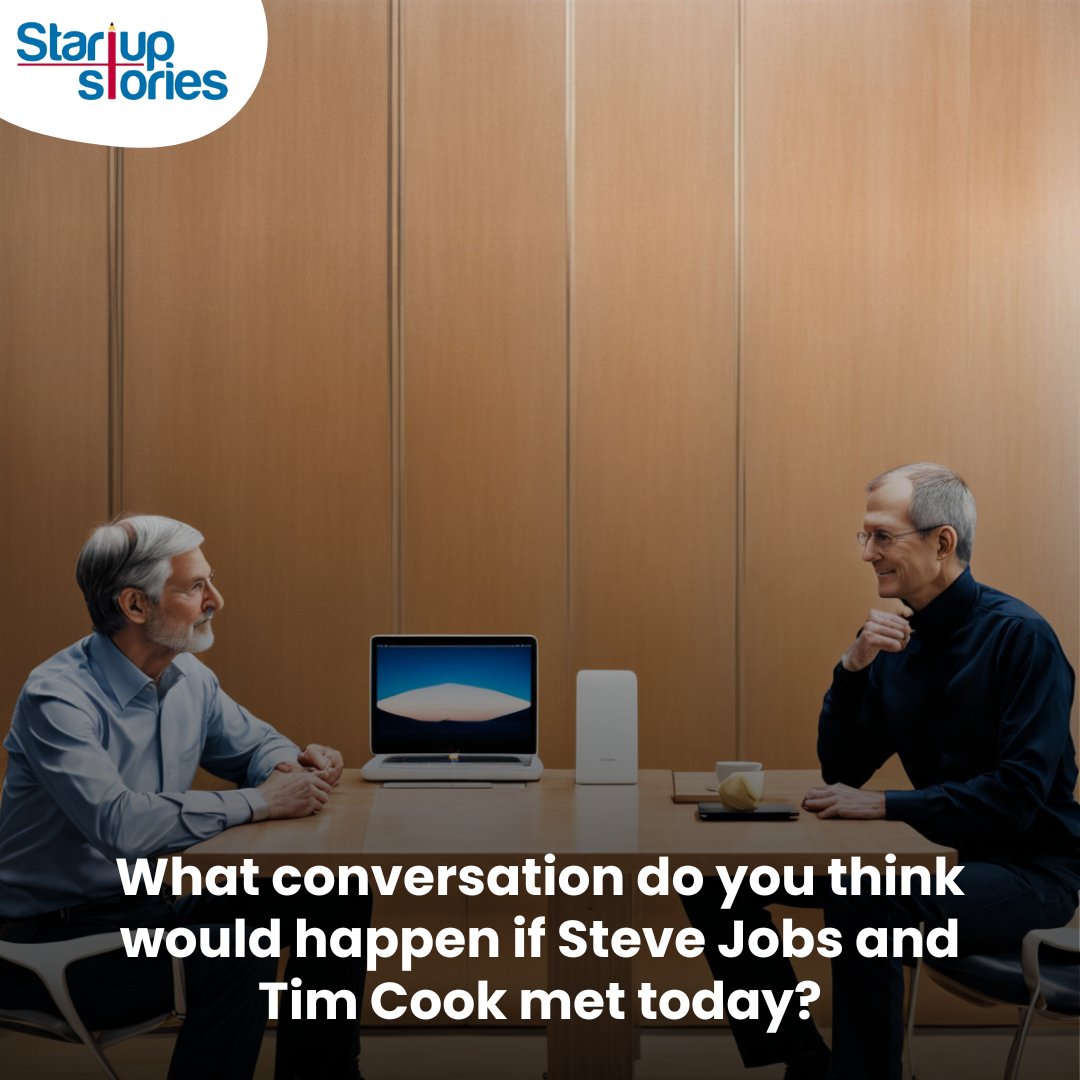 Comment the first thing that comes into your mind!

#StartupStories #SS #InteractivePost #Timcook #SteveJobs #Apple