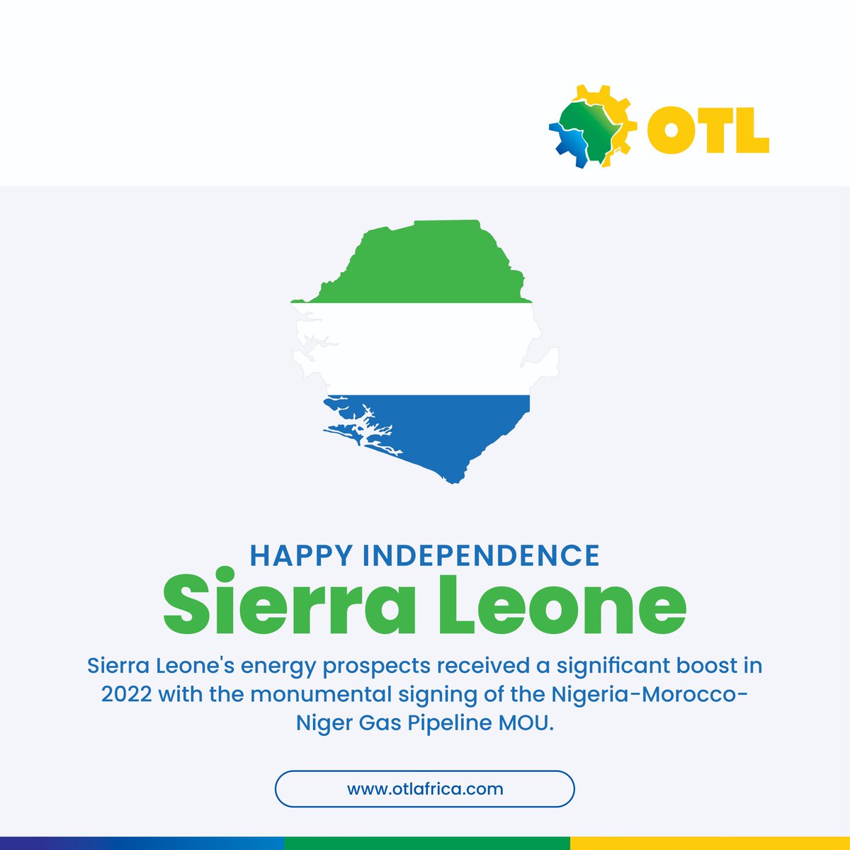 We wish a very Happy Independence to the entire Downstream Energy Community of Sierra Leone.

#conference #OilGasandEnergy
#downstream #midstream #independence #africaenergy #otlafrica #SierraLeone #sierraleoneindependenceday 

@SierraLeoneUN @SierraLeoneHCUK