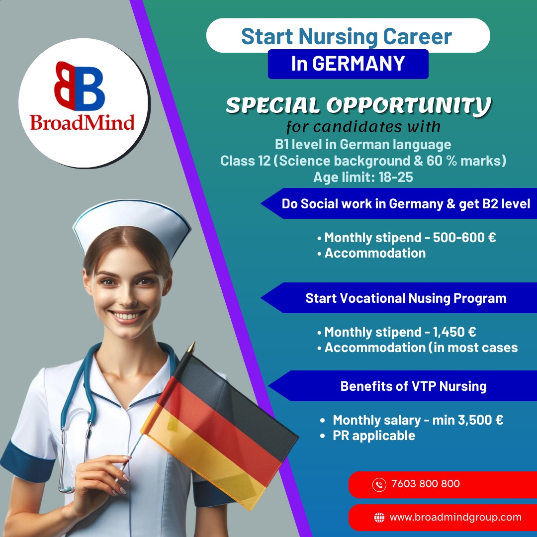 Starting a nursing career in Germany can be a rewarding journey, but it requires careful planning and understanding of the local healthcare system.

For admission and other inquiries, call +91-7603800800 or 9790950111

#nursing #nursingstudent #nursingschool #NursingCareer