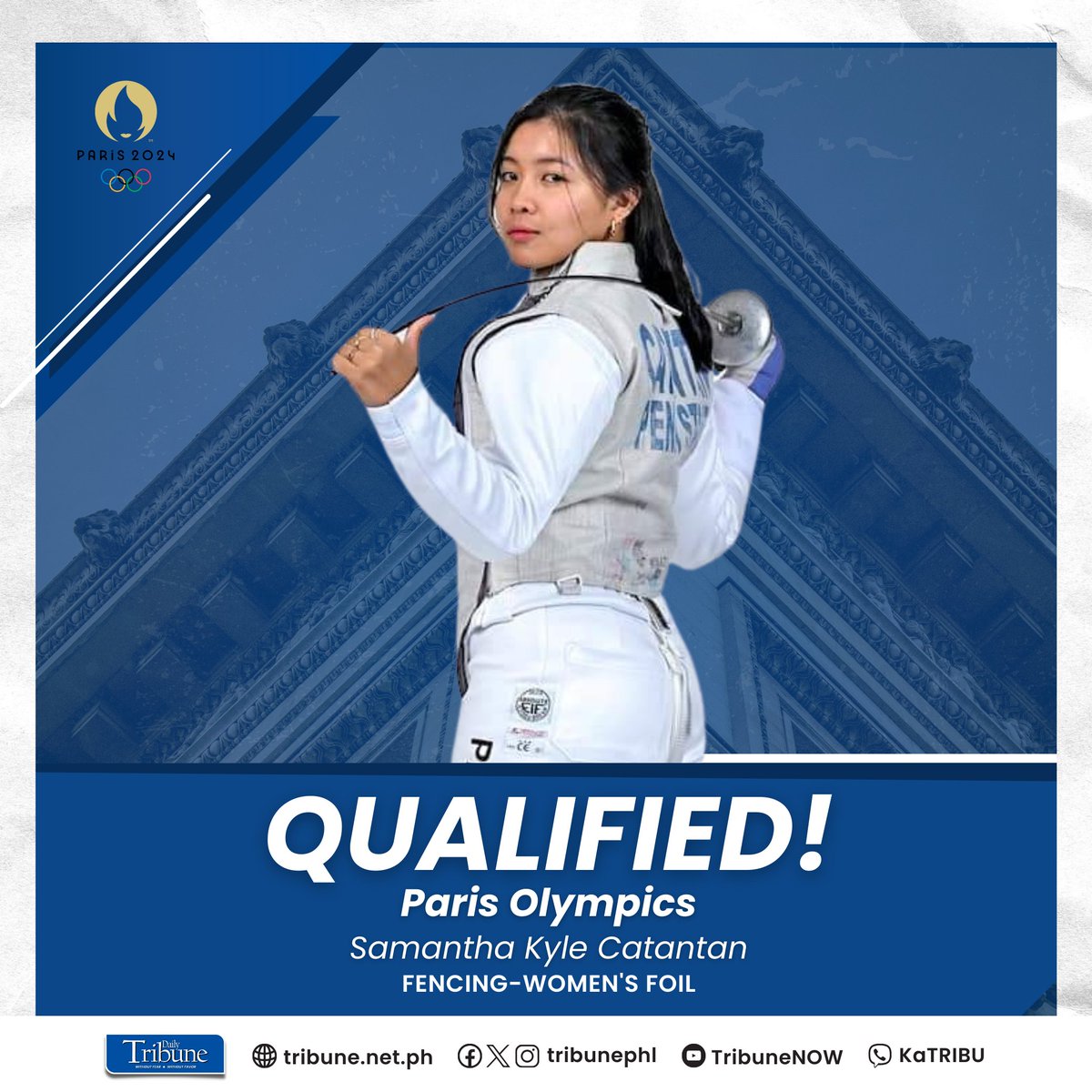 NEXT STOP: PARIS 2024 🤺 Samantha Catantan books her slot for the 2024 Paris Olympics after winning the gold medal of the women's foil at the Asian-Oceania Olympic Qualifying Tournament at the Zayed Sports Complex in Fujairah, United Arab Emirates Saturday evening (Manila time).…