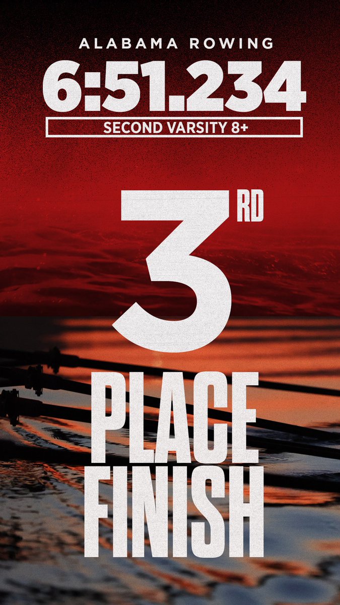 AlabamaRow's tweet photo. The 2V8+ crew takes3️⃣with a 6:51.234

#RollTide https://t.co/dekJYuai8l