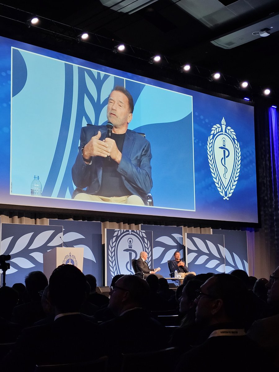 'The biggest problem that we have is that so many people have no vision .. you [as trainees and young doctors] have a plan and will get there .. Don't be afraid of working .. I have huge admiration for you.' - @Schwarzenegger on his words to the trainees in the room. #AATS2024