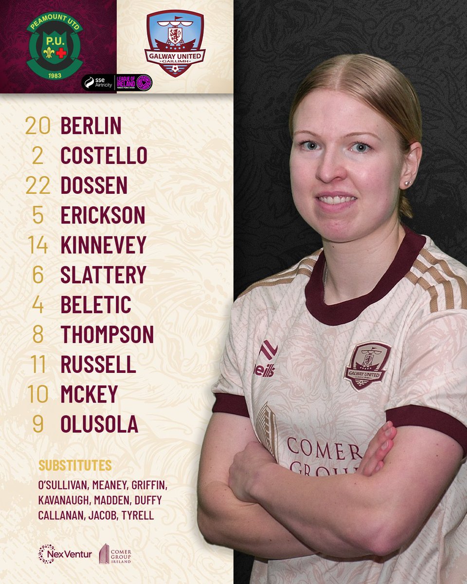Your Starting XI is in for our Senior Women's game against Peamount United ✅ Watch it live from 5PM 📺 #ItsATribalThing