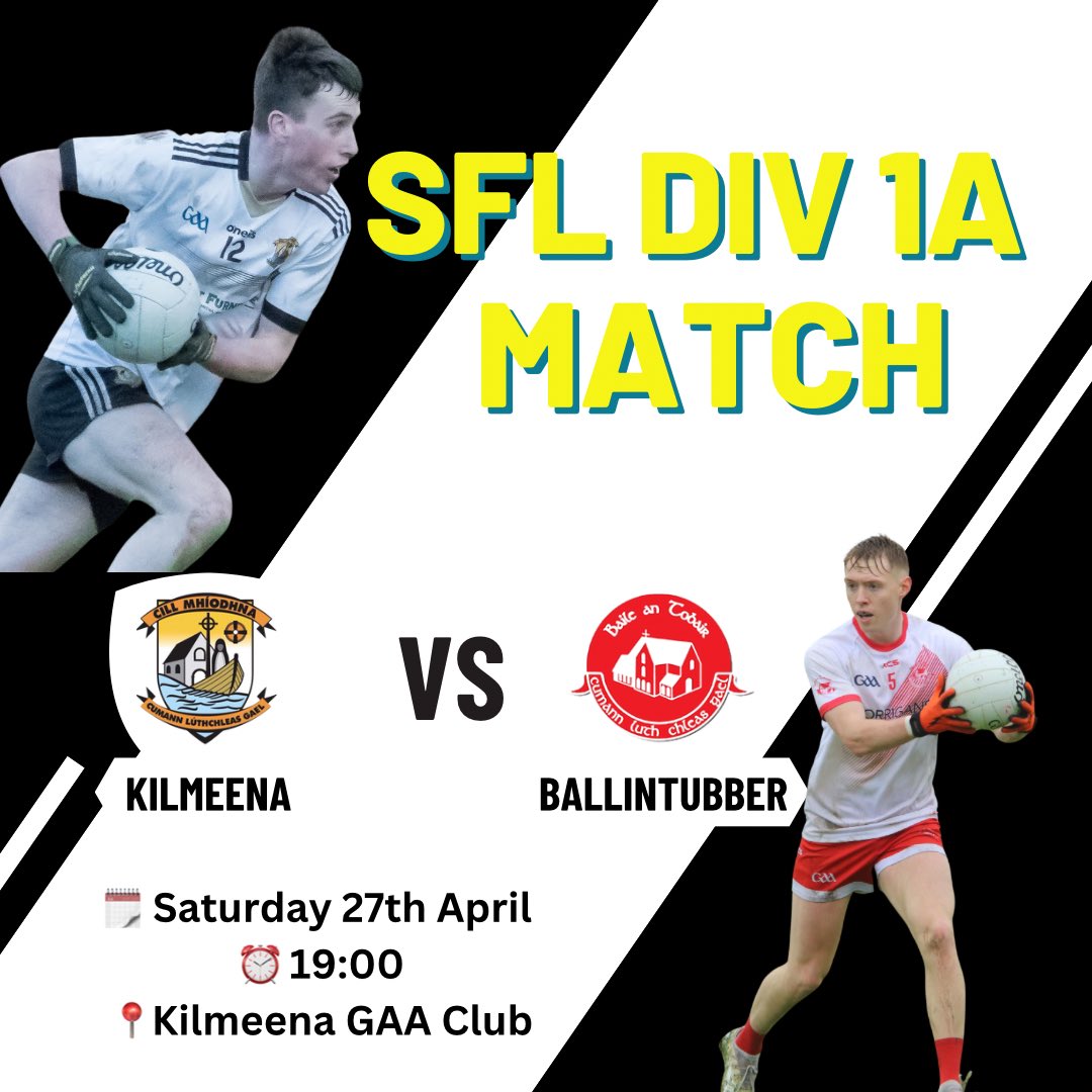 It’s match day for our senior team. 🏁 Our seniors face @BallintubberCLG this evening in RD 1 of the Senior Football League in Kilmeena 🏐 Live score updates will be available on the @whatsthescor app 📱 Throw in at 7pm ⏰ Please show your support. 🏁 #KilmeenaGAA2024 #mayogaa