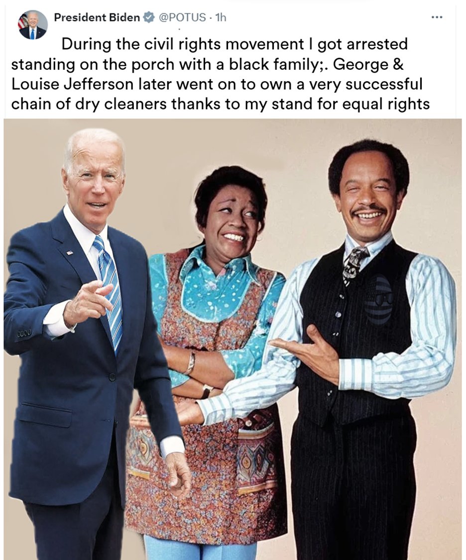 After #lying #JoeBiden made his stand on that porch, The Jeffersons were Moving on Up