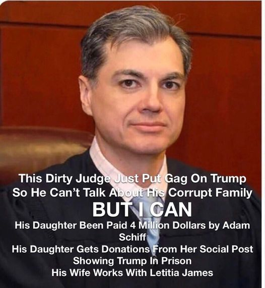 THIS Judge can attempt to silence Trump with a gag order, but there is NOTHING in the gag order that says We The People can't spread the Truth about this Judge's corruption & CLEAR political bias!!! Plz share this meme far & wide!!!