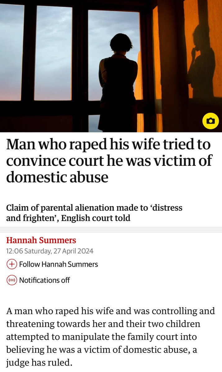 I represented a mother who was raped by her ex-husband. He tried to convince the court he was a victim of domestic abuse and parental alienation. This case is an example of abusive men using ‘parental alienation’ to torment and frighten victims. It is DARVO. By @hansummers