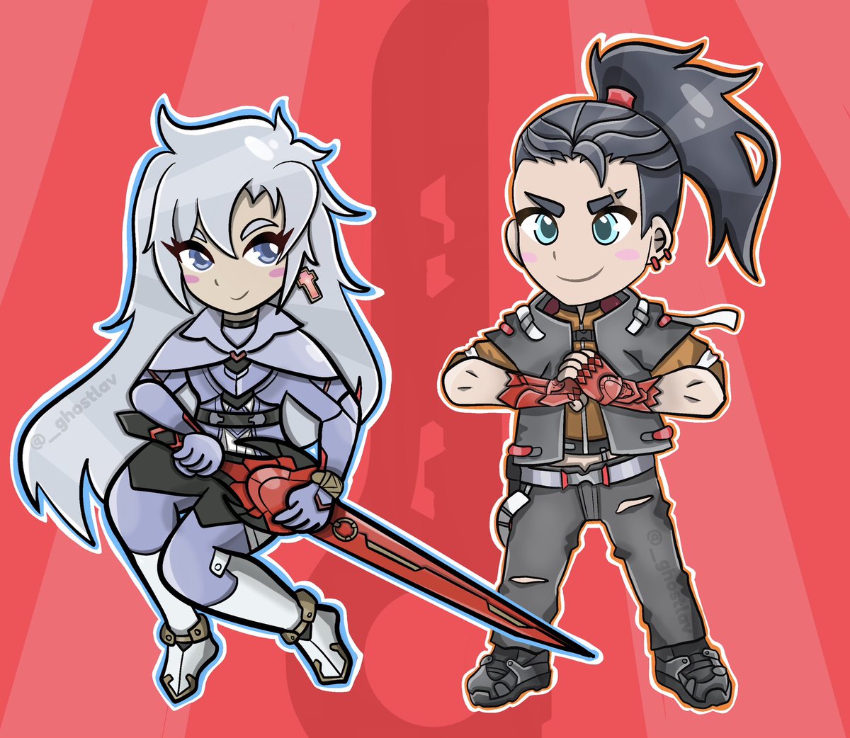 _ghostlav's tweet image. Chibi Matthew and A :) 
Future Redeemed was so good, happy 1 year anniversary!

 #Xenoblade3FR_fes24