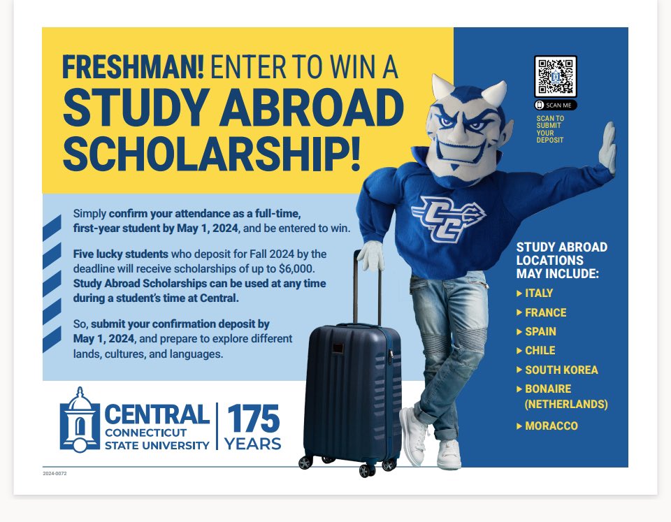 Enter today for a chance to win a study abroad scholarship! don’t miss out on an opportunity to travel the world 🌎💙🔱 #CentralBound