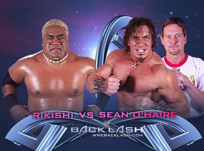 4/27/2003 

Sean O'Haire defeated Rikishi at Backlash from the Worcester Centrum in Worcester, Massachusetts.

#WWE #Backlash #SeanOHaire #RoddyPiper #Rowdy #HotRod #Rikishi #Fatu #SamoanDynasty #TooCool