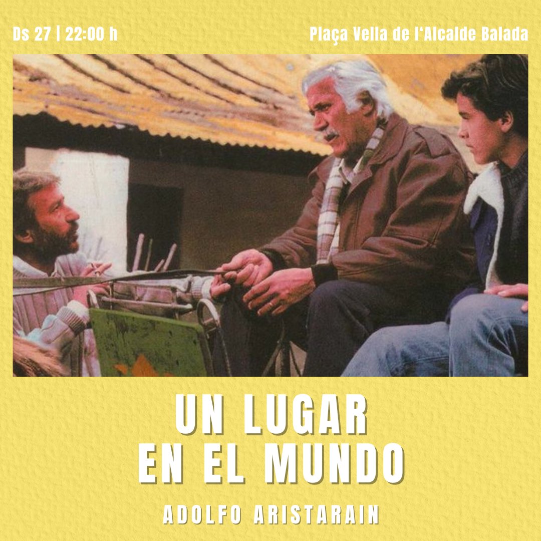 SESSIÓ pre𝗧𝗥𝗘𝗧𝗦

📽 UN LUGAR EN EL MUNDO d’Adolfo Aristarain
120’
Versió original (castellà)

📅 Dissabte 27 d’abril
⏱ 22:00 h
📍 Plaça Vella de l’Alcalde Balada
🎟️ Entrada gratuïta

#TretsFilmFest #Trets2024 #LaRàpita #TerresdelEbre