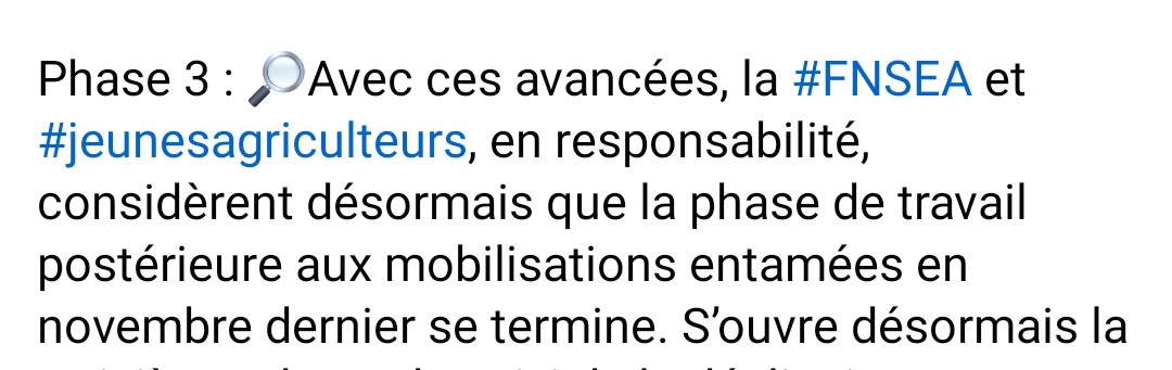 La Coordination Rurale n accepte pas de rayer d un trait de stylo ministeriel des semaines de mouvement agricole, contrairement à la direction de la @FNSEA qui écrit que c'est terminé. Chaque agriculteur sait aujourd'hui la dureté de la crise agricole. Rassemblons nous