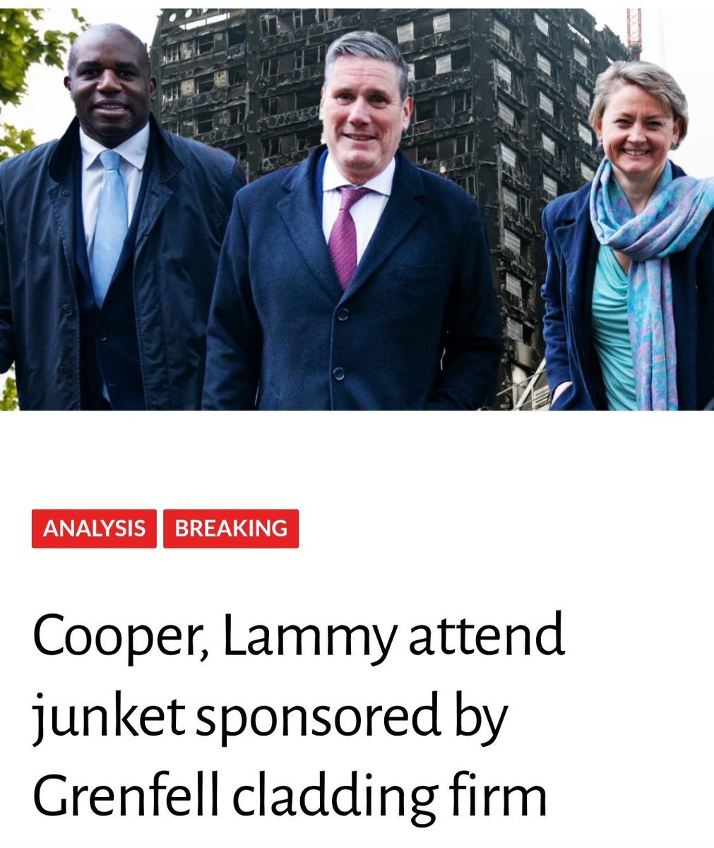 Cooper, Lammy attend junket sponsored by Grenfell cladding firm. 
skwawkbox.org/2022/08/24/coo…
#LammyOut