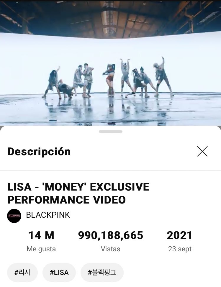 LisaPeruBP's tweet photo. 📌 | #LISA ‘MONEY’ EXCLUSIVE PERFORMANCE VIDEO ha sobrepasado los 990 Millones de vistas en YouTube 🔴
Streaming chicos!! 🙏🥹
Estamos muy cerca de llegar al 1B 🔜
🔗 https://t.co/6hJ8q9dXUg
#리사 #LALISA #MONEY
#FIRSTSINGLEALBUM https://t.co/Zg0cOILb0Z