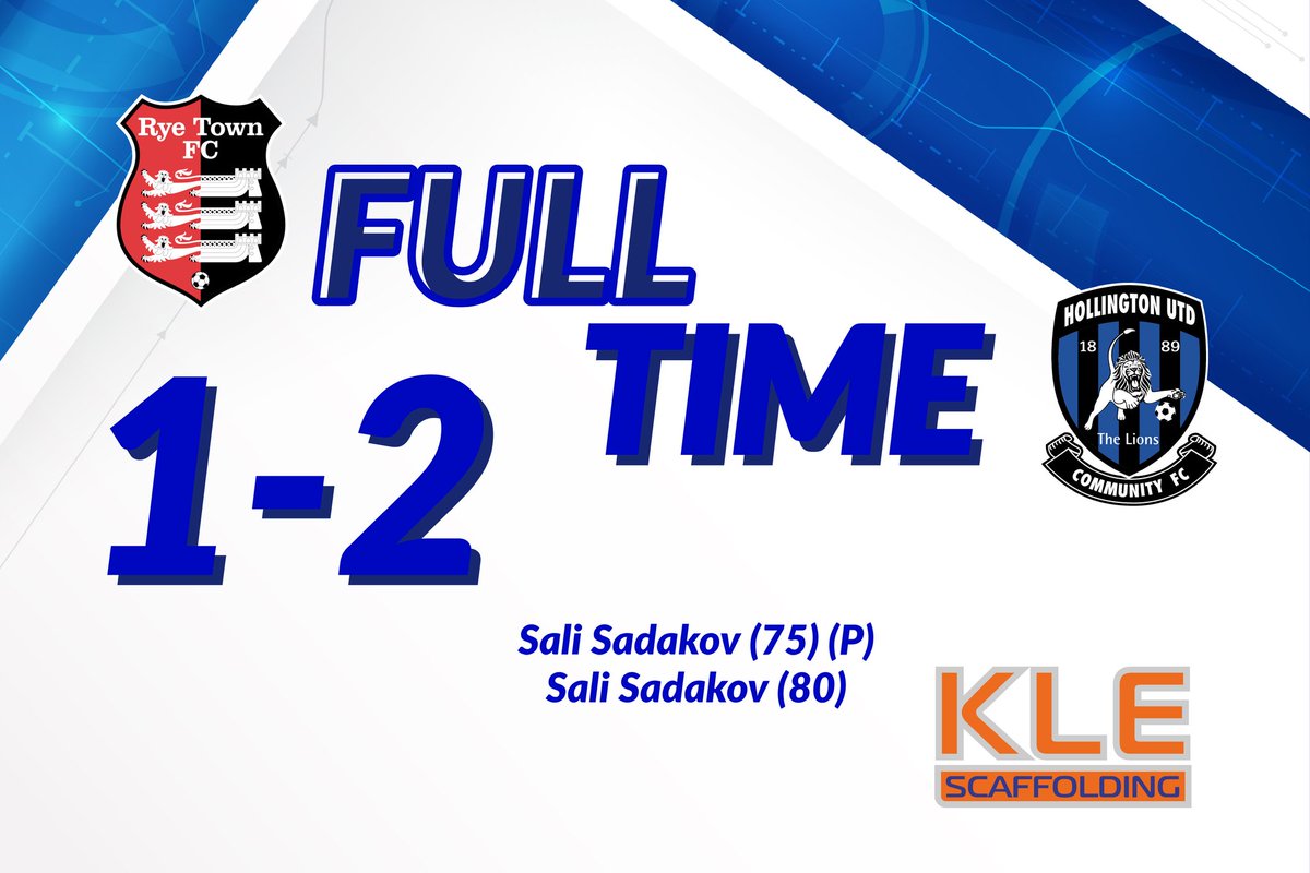 The Lions come back once again against @ryetownfc & spoil the party as Sali scored two in quick succession to give Hollington 3 valuable points to cap off a very, very good week for Hollington United.

#TheLions🦁⚽️