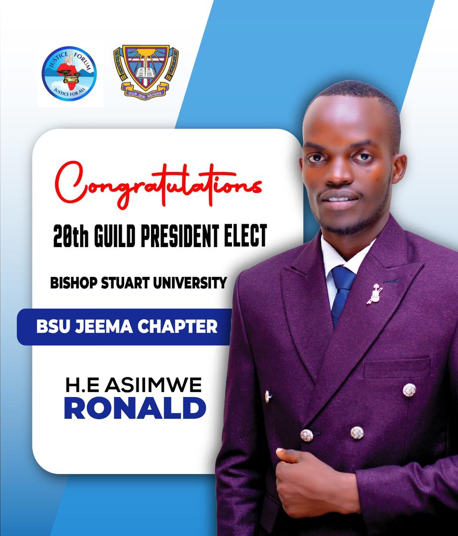 jeema256's tweet image. Congratulations to HE. Asimwe Ronald on being elected as the Guild President of Bishop Stuart University. 

We would like to express our gratitude to the students&apos; fraternity for making the right decision, as well as the Western Region JEEMA chapter. 

Justice is for all.